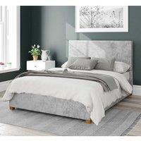 Aspire Garland Upholstered Ottoman Storage Bed, Mirazzi Velvet Fabric in Silver | Size: Single