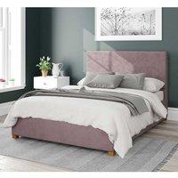 Aspire Garland Upholstered Ottoman Storage Bed, Plush Velvet Fabric in Rose | Size: Small Double