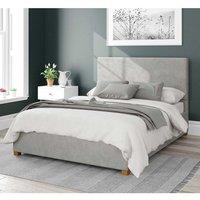 Aspire Garland Upholstered Ottoman Storage Bed, Plush Velvet Fabric in Light Grey | Size: Single