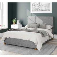 Aspire Garland Upholstered Ottoman Storage Bed, Saxon Twill Fabric in Grey | Size: Small Double