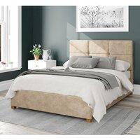 Aspire Caine Upholstered Ottoman Storage Bed, Kimiyo Linen Fabric in Beige | Size: Double