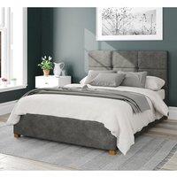 Aspire Caine Upholstered Ottoman Storage Bed, Kimiyo Linen Fabric in Grey | Size: Small Double