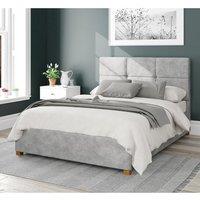 Aspire Caine Upholstered Ottoman Storage Bed, Kimiyo Linen Fabric in Silver | Size: Double