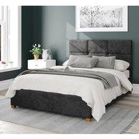 Aspire Caine Upholstered Ottoman Storage Bed, Mirazzi Velvet Fabric in Black | Size: Single