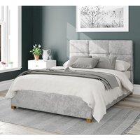 Aspire Caine Upholstered Ottoman Storage Bed, Mirazzi Velvet Fabric in Silver | Size: Single