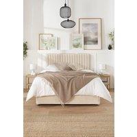 Aspire Grant Divan & Hybrid Memory Pocket Mattress, Linen Fabric, Strutted Headboard, 2 Drawers in Cream | Size: Single
