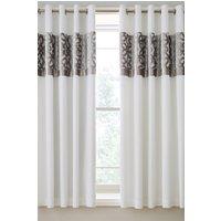 Catherine Lansfield 'Lattice Cut Velvet' Lined Eyelet Curtains in Natural | Size: 168 cm width x 183 cm drop