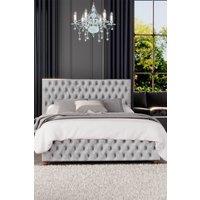 Laurence Llewelyn-Bowen Seren Ottoman Storage Bed in Mirazzi Velvet Fabric, Custom Made in Silver | Size: Super King