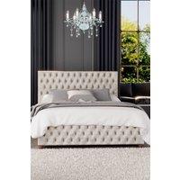 Laurence Llewelyn-Bowen Seren Ottoman Storage Bed in Mirazzi Velvet Fabric, Custom Made in Ivory | Size: Super King