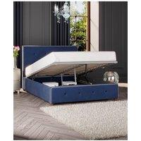Laurence Llewelyn-Bowen Hesper Ottoman Storage Bed in Plush Velvet Fabric, Custom Made in Navy | Size: Super King