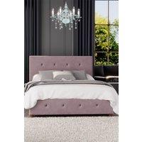 Laurence Llewelyn-Bowen Hesper Ottoman Storage Bed in Plush Velvet Fabric, Custom Made in Rose | Size: Super King