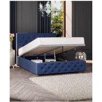 Laurence Llewelyn-Bowen Luna Ottoman Storage Bed in Plush Velvet Fabric, Custom Made in Navy | Size: Super King
