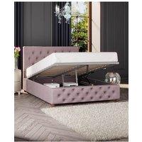 Laurence Llewelyn-Bowen Luna Ottoman Storage Bed in Plush Velvet Fabric, Custom Made in Rose | Size: Super King