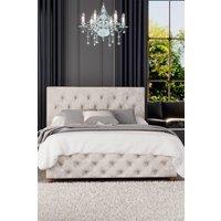 Laurence Llewelyn-Bowen Luna Ottoman Storage Bed in Mirazzi Velvet Fabric, Custom Made in Ivory | Size: Super King