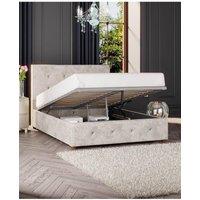 Laurence Llewelyn-Bowen Hesper Ottoman Storage Bed in Mirazzi Velvet Fabric, Custom Made in Ivory | Size: Super King