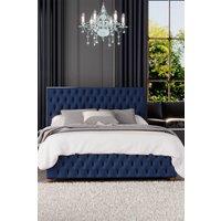Laurence Llewelyn-Bowen Seren Ottoman Storage Bed in Plush Velvet Fabric, Custom Made in Navy | Size: Super King