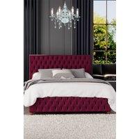 Laurence Llewelyn-Bowen Seren Ottoman Storage Bed in Plush Velvet Fabric, Custom Made in Wine | Size: Super King