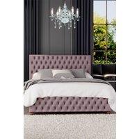 Laurence Llewelyn-Bowen Seren Ottoman Storage Bed in Plush Velvet Fabric, Custom Made in Rose | Size: Super King