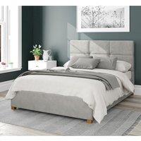 Aspire Caine Upholstered Ottoman Storage Bed, Plush Velvet Fabric in Light Grey | Size: Double