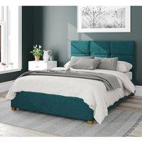 Aspire Caine Upholstered Ottoman Storage Bed, Plush Velvet Fabric in Emerald | Size: Double