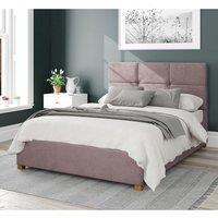Aspire Caine Upholstered Ottoman Storage Bed, Plush Velvet Fabric in Rose | Size: Super King