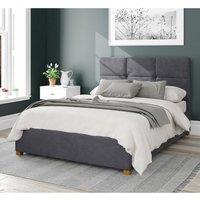 Aspire Caine Upholstered Ottoman Storage Bed, Plush Velvet Fabric in Grey | Size: Double
