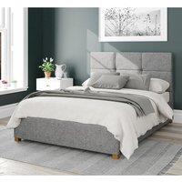 Aspire Caine Upholstered Ottoman Storage Bed, Saxon Twill Fabric in Grey | Size: Double