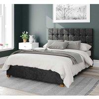 Aspire Sinatra Upholstered Ottoman Storage Bed, Mirazzi Velvet Fabric in Black | Size: Double