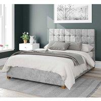 Aspire Sinatra Upholstered Ottoman Storage Bed, Mirazzi Velvet Fabric in Silver | Size: Super King