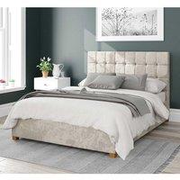 Aspire Sinatra Upholstered Ottoman Storage Bed, Mirazzi Velvet Fabric in Ivory | Size: King