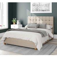 Aspire Sinatra Upholstered Ottoman Storage Bed, Malham Weave Fabric in Cream | Size: Small Double