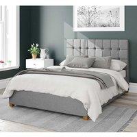 Aspire Sinatra Upholstered Ottoman Storage Bed, Eire Linen Fabric in Grey | Size: Small Double