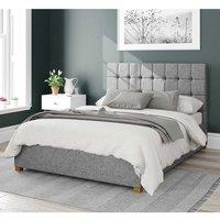 Aspire Sinatra Upholstered Ottoman Storage Bed, Saxon Twill Fabric in Grey | Size: Double