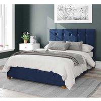 Aspire Hepburn Upholstered Ottoman Storage Bed, Plush Velvet Fabric in Navy | Size: King