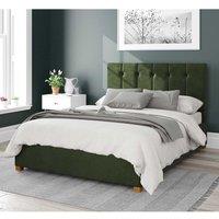 Aspire Hepburn Upholstered Ottoman Storage Bed, Plush Velvet Fabric in Dark Olive | Size: King