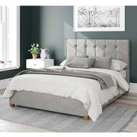 Aspire Hepburn Upholstered Ottoman Storage Bed, Plush Velvet Fabric in Light Grey | Size: King