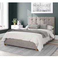 Aspire Hepburn Upholstered Ottoman Storage Bed, Plush Velvet Fabric in Silver | Size: Super King