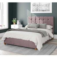 Aspire Hepburn Upholstered Ottoman Storage Bed, Plush Velvet Fabric in Rose | Size: Double