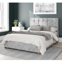 Aspire Hepburn Upholstered Ottoman Storage Bed, Mirazzi Velvet Fabric in Silver | Size: Single