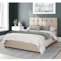 Aspire Hepburn Upholstered Ottoman Storage Bed, Malham Weave Fabric in Cream | Size: King