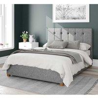 Aspire Hepburn Upholstered Ottoman Storage Bed, Saxon Twill Fabric in Grey | Size: King