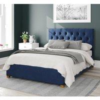 Aspire Olivier Upholstered Ottoman Storage Bed, Plush Velvet Fabric in Navy | Size: Single