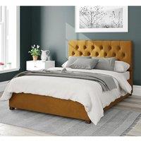 Aspire Olivier Upholstered Ottoman Storage Bed, Plush Velvet Fabric in Mustard | Size: King