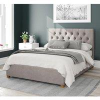 Aspire Olivier Upholstered Ottoman Storage Bed, Plush Velvet Fabric in Silver | Size: Small Double