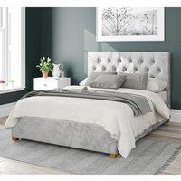Aspire Olivier Upholstered Ottoman Storage Bed, Mirazzi Velvet Fabric in Silver | Size: Small Double