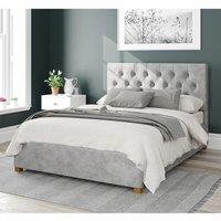 Aspire Olivier Upholstered Ottoman Storage Bed, Kimiyo Linen Fabric in Silver | Size: Super King