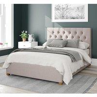 Aspire Olivier Upholstered Ottoman Storage Bed, Eire Linen Fabric in Off-White | Size: Small Double