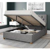 Aspire Olivier Upholstered Ottoman Storage Bed, Saxon Twill Fabric in Grey | Size: King