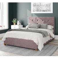 Aspire Presley Upholstered Ottoman Storage Bed, Plush Velvet Fabric in Rose | Size: Double