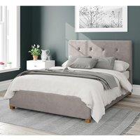 Aspire Presley Upholstered Ottoman Storage Bed, Plush Velvet Fabric in Silver | Size: Double